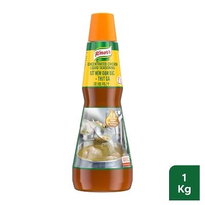 Knorr Concentrated Chicken Liquid Seasoning 1kg - Knorr Concentrated Chicken Liquid Seasoning, simmered with 10x more chicken* for more authentic flavours with your touch of extraordinary
